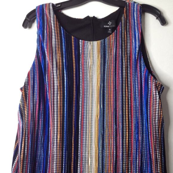 Ronni Nicole Rainbow Striped Sleeveless Lined Dress 16 - Picture 2 of 8